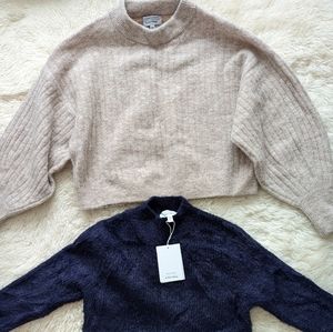 *set of 2* & Other Stories sweaters alpaca beige / fluffy wool navy cobalt XS